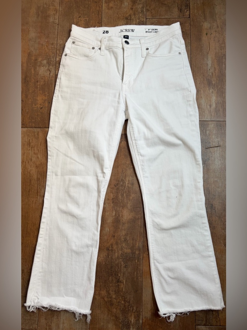 J.Crew White Bootcut Midrise  Cropped Jeans
